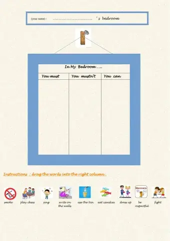 Must- mustn't- can : my bedroom rules