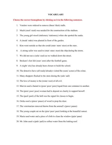 Vocabulary Bi Weekly Test