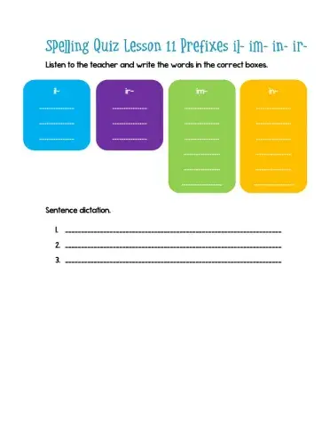 Prefixes il, ir, im, in