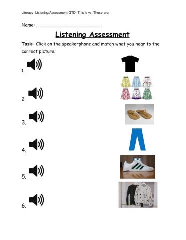 Listening Assessment- Grammar-Clothing