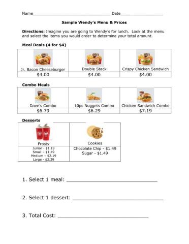 Wendy's CBI Practice Activity