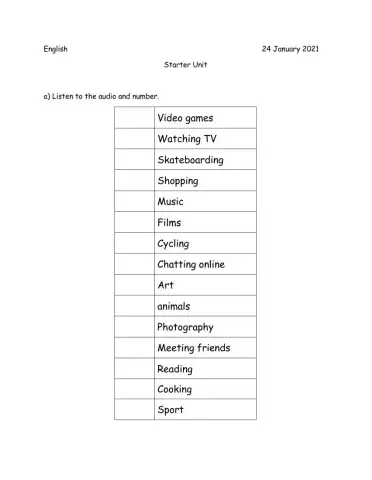 English Plus 1 Starter Unit