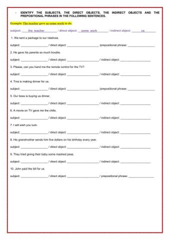 Direct objects and indirect objects