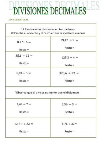 Divisiones decimales
