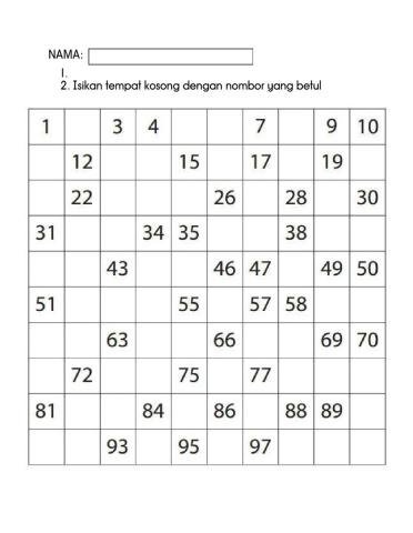 Nombor 1-100