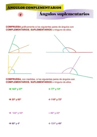 Ángulos complementarios y suplementarios