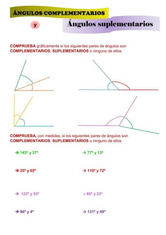 Ángulos complementarios y suplementarios