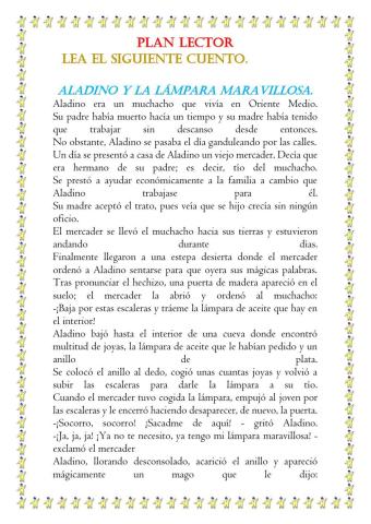 Aladino y lámpara maravillosa.