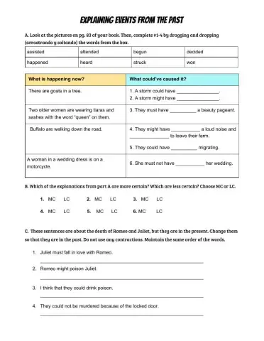 Explaining Past Events: Modals of Speculation