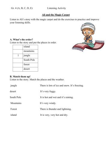 Gr. 4 listening Activity