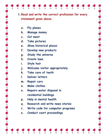 Jobs and what they do