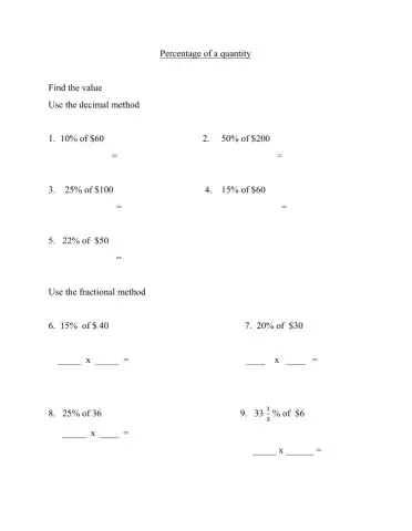 Calculate percentage of a quantity