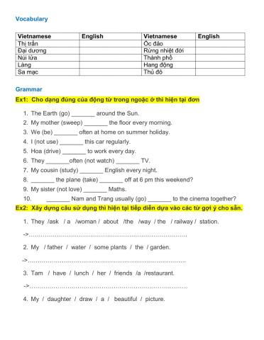 Present Simple - Present Continuous + Past Simple- Grade 6