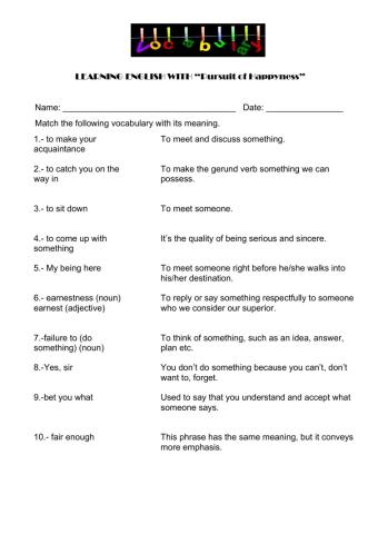 Vocabulary Pursuit of Happyness Movie