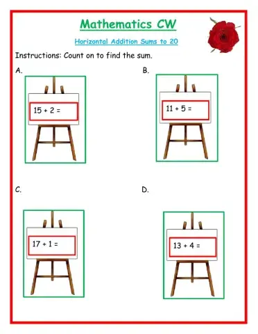 Horizontal addition sums to 20 CW