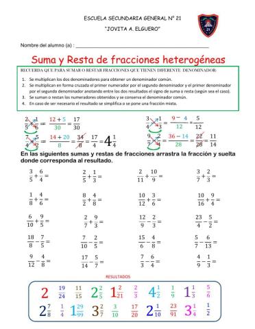 Suma y resta de fracciones heterogéneas