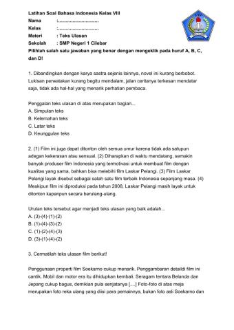 Latihan Soal 1 Teks Ulasan