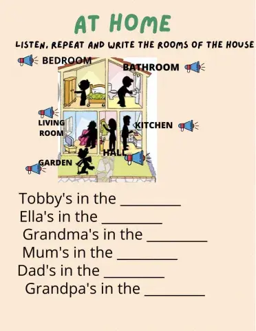 Room of the house (listen, repeat and write