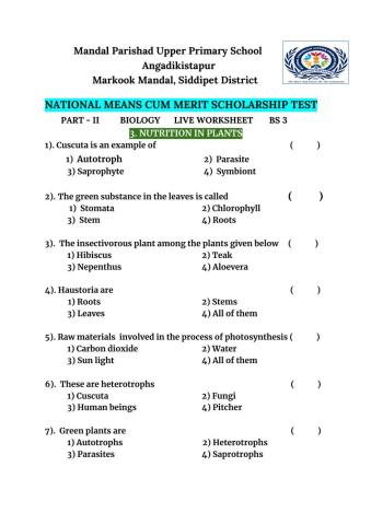3 Nutrition in Plants