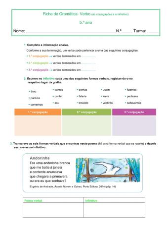 Gramática- verbo (infinitivo e conjugações)