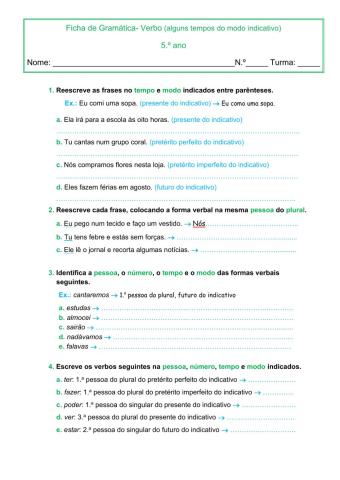 Gramática verbos no indicativo