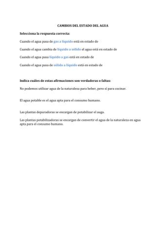 Los cambios del estado del agua