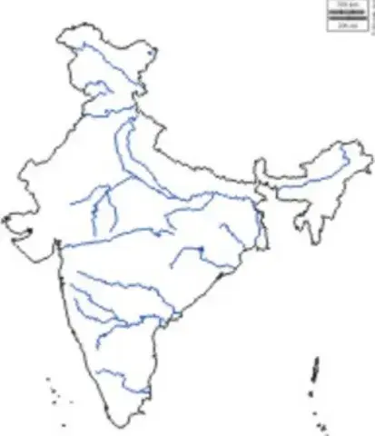 Outline map of Indian Rivers for class 4