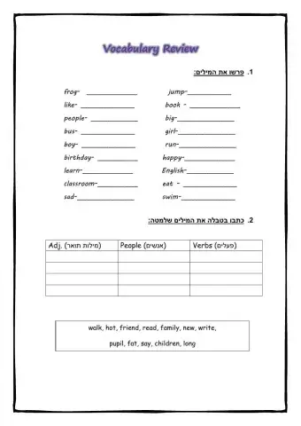 Vocabulary and unseen