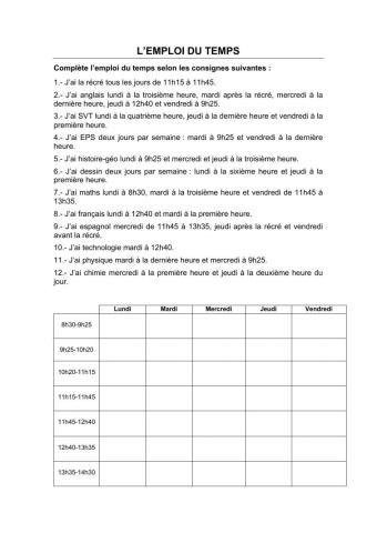 Emploi du temps