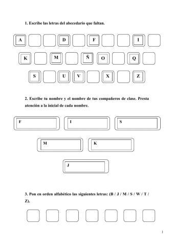Ficha de repaso del abecedario