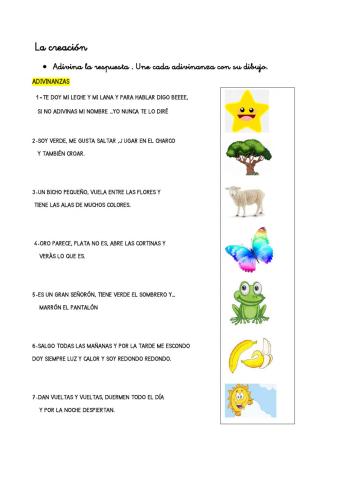 LA CREACIÓN:ADIVINANZAS