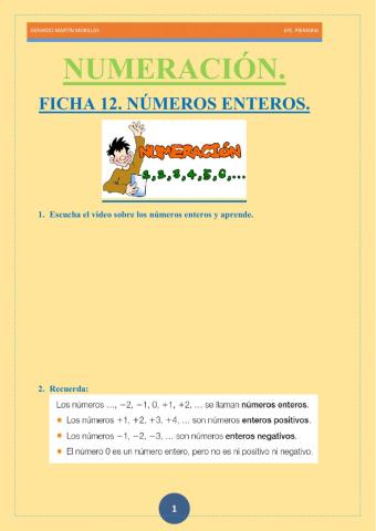 Numeración. Ficha 12.