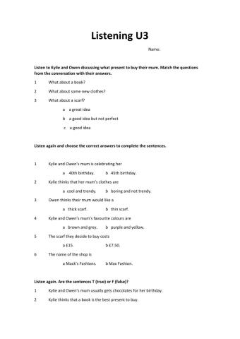 Listening U3
