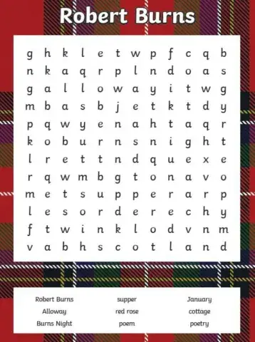 Robert Burns wordsearch