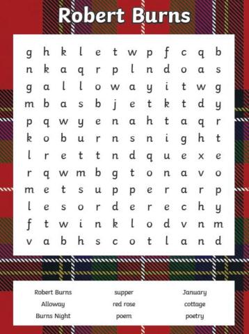 Robert Burns wordsearch