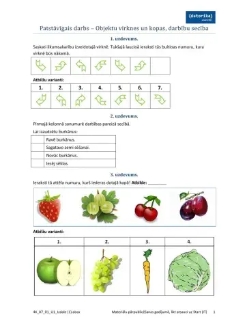 Objektu virknes un kopas, darbību secība