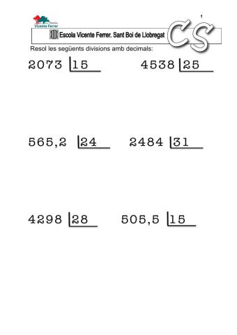 Divisions amb decimals