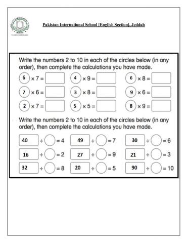 Multiplication facts