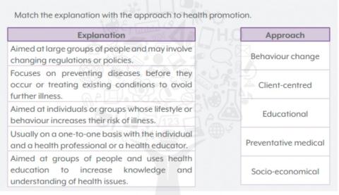 Health Promotion approach matching