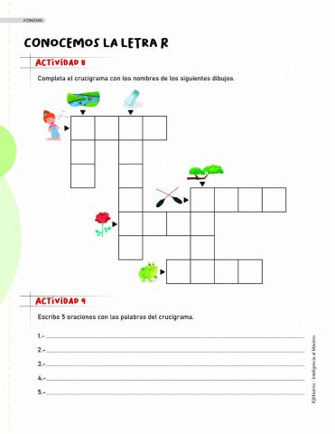Actividad 8 letra R crucigrama