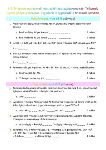 Trikampių lygumo požymiai. Savybių taikymas 2 var