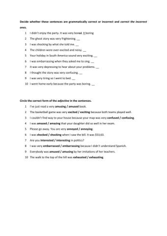 Adjectives -ed vs -ing