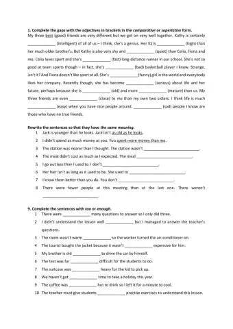 Comparatives and Superlatives