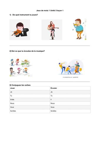 Jeux de mots unité 3 leçon 1