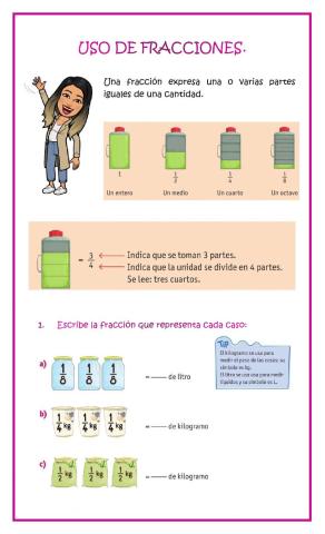 Usos y repartos con fracciones