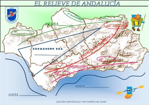 Mapa del relieve de andalucía