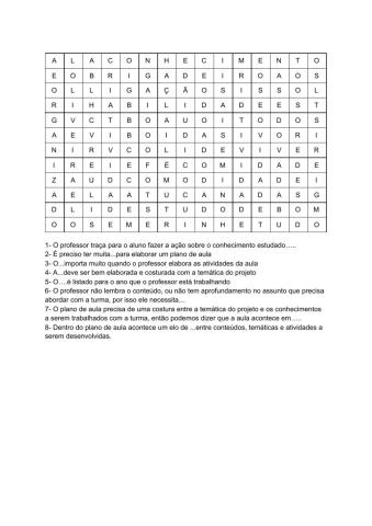 Cruzada plano de aula