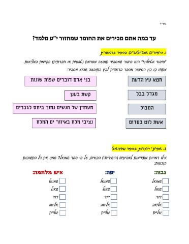 דף תרגול מחזור יט