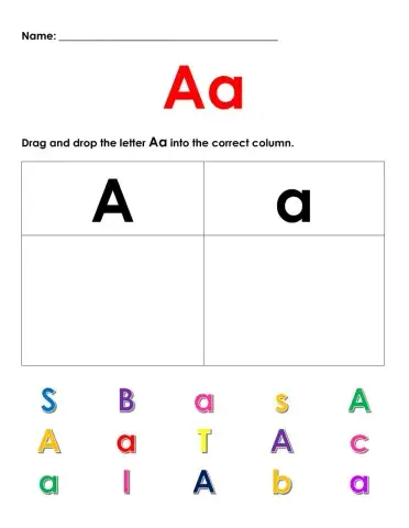 Uppercase and Lowercase Sorting (Letter A)