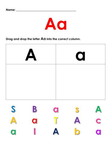 Uppercase and Lowercase Sorting (Letter A)